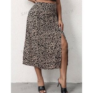 Animal Print Long Women's Junior Skirt With‎ High Slit #565
